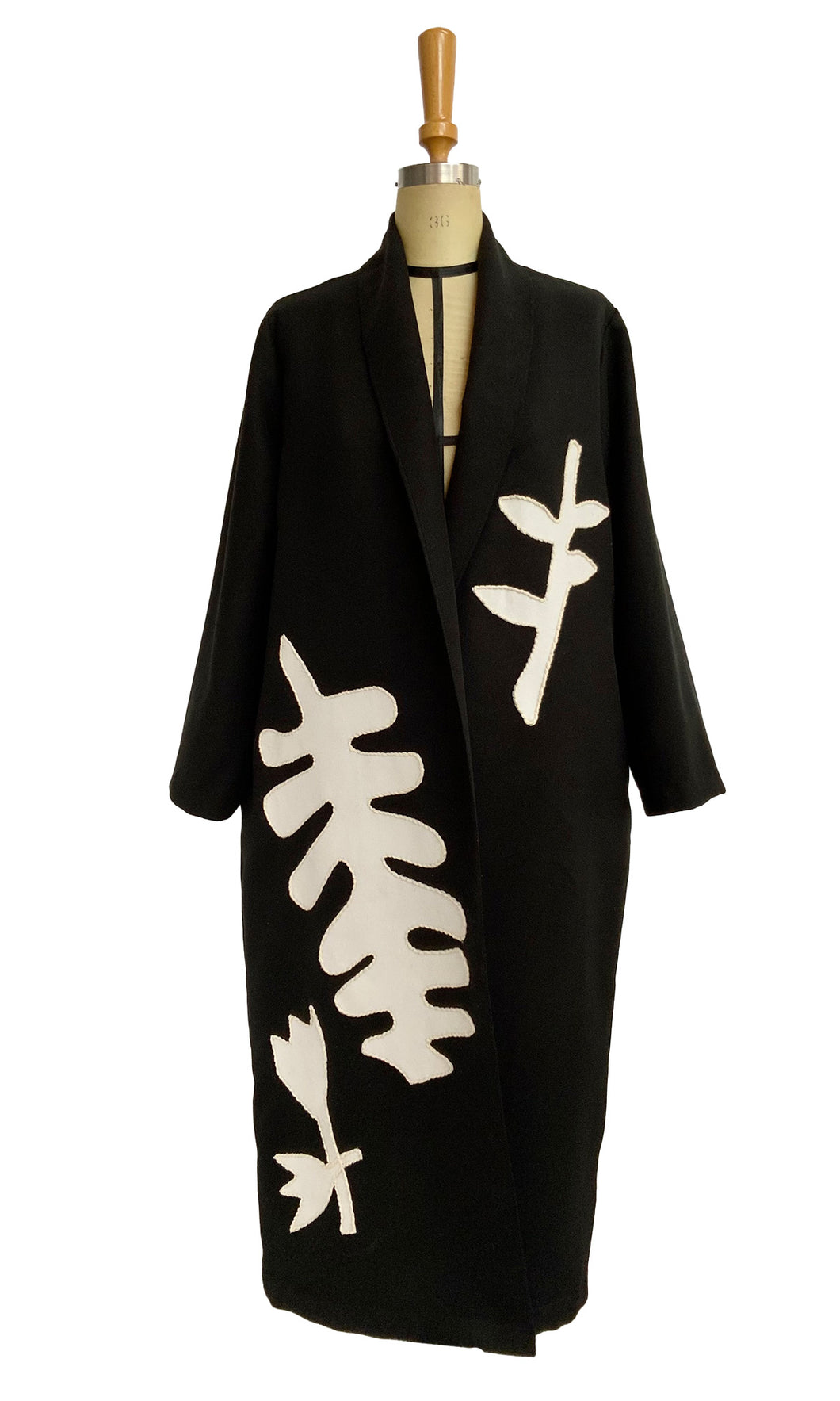 Wool Melton Kimono coat with Appliqué