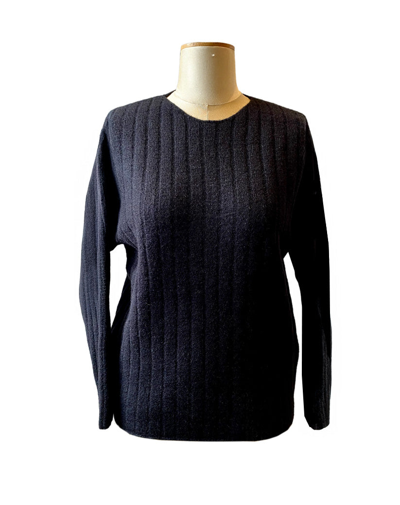 Olympia Black Rib Crew Neck Sweater