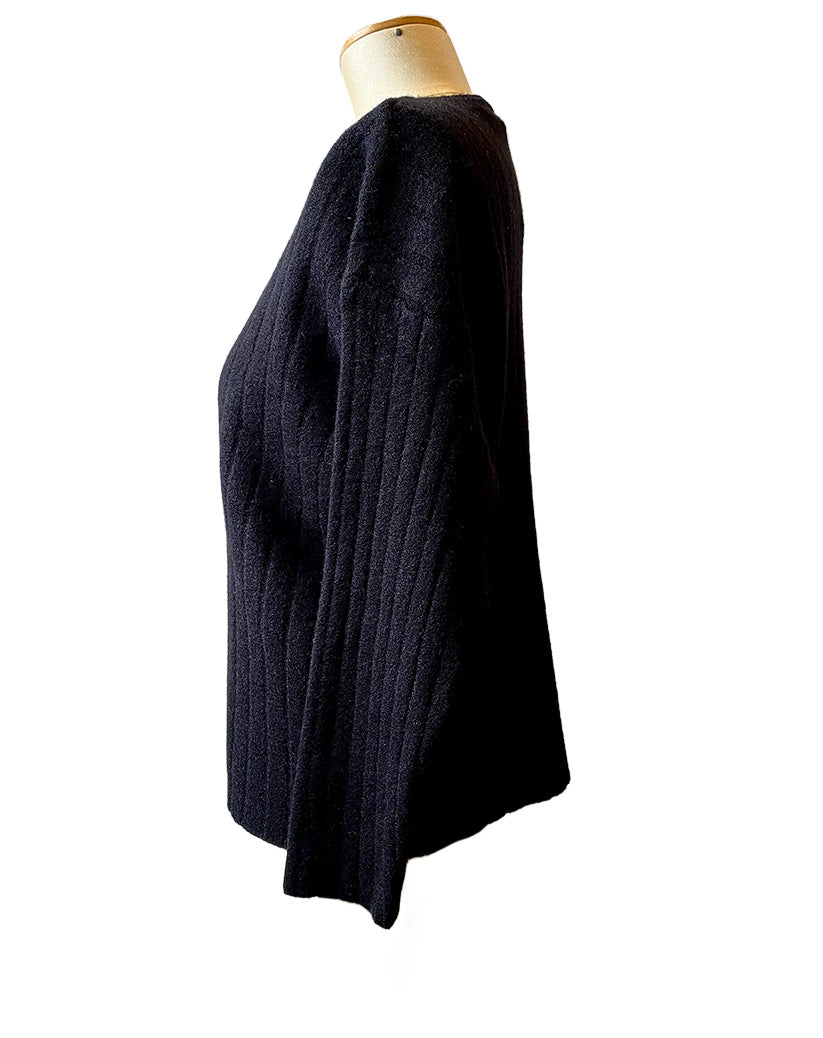 Olympia Black Rib Crew Neck Sweater