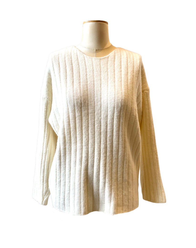 Olympia Cream Rib Crew Neck Sweater