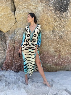 Ocelot Beaded Long Tunic Dress