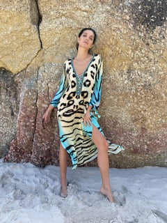 Ocelot Beaded Long Tunic Dress