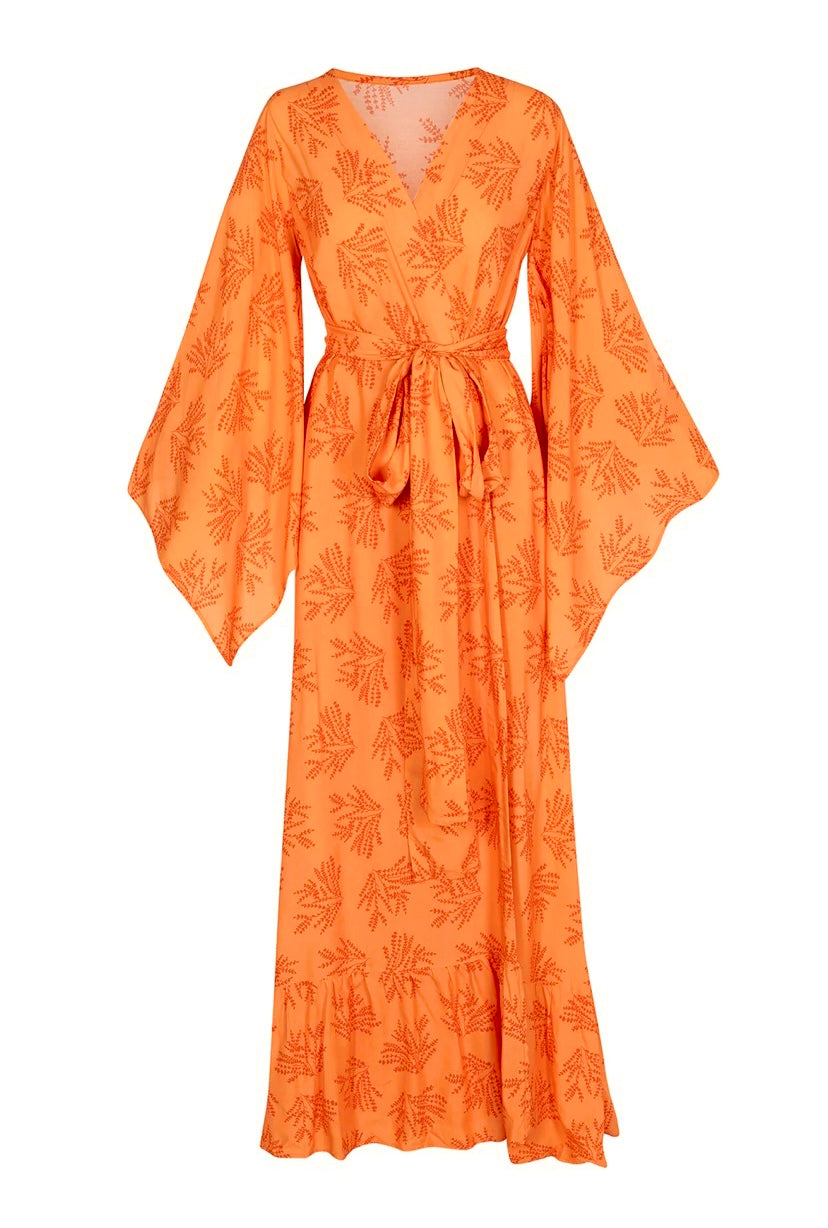 BeachCult Coco Wrap Dress, Coral Fern