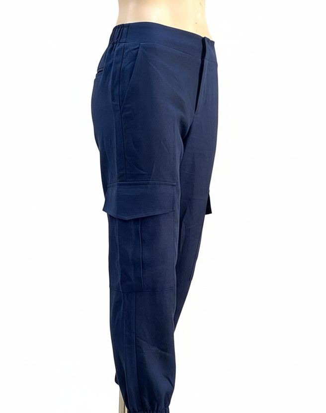 Cargo pants on a mannequin against a white background