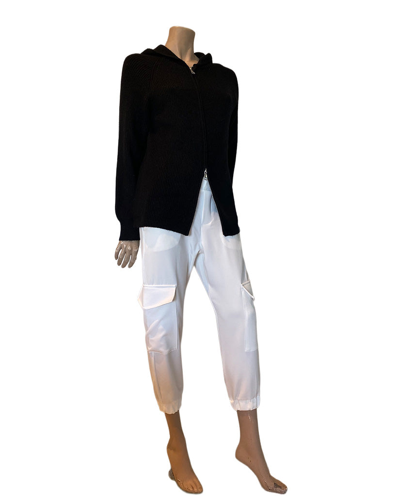 Lugo Double Zipper Rib Hoodie Black