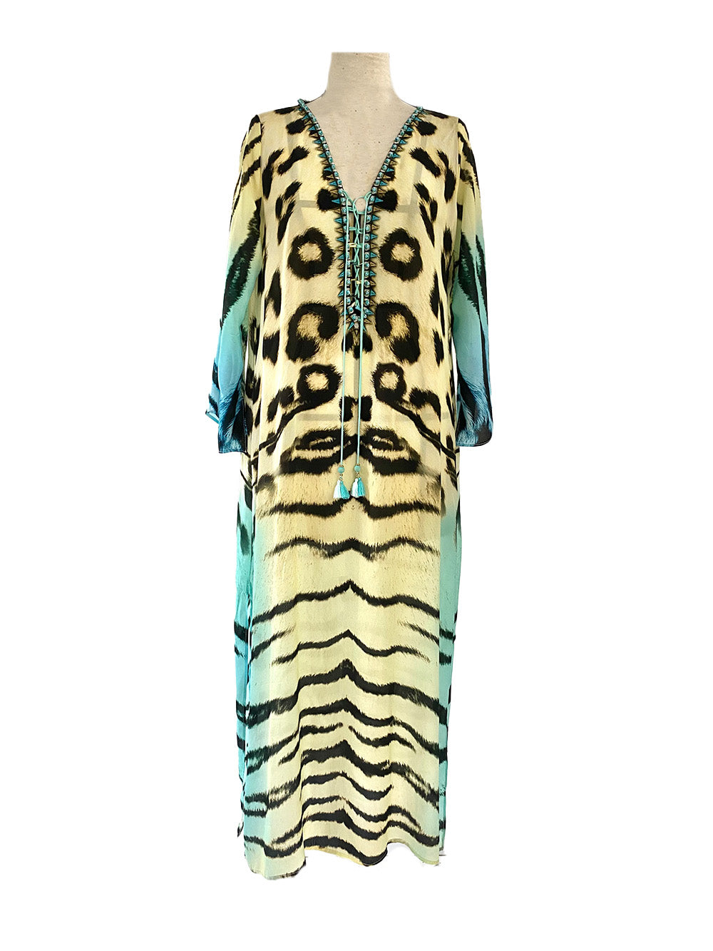 Ocelot Beaded Long Tunic Dress