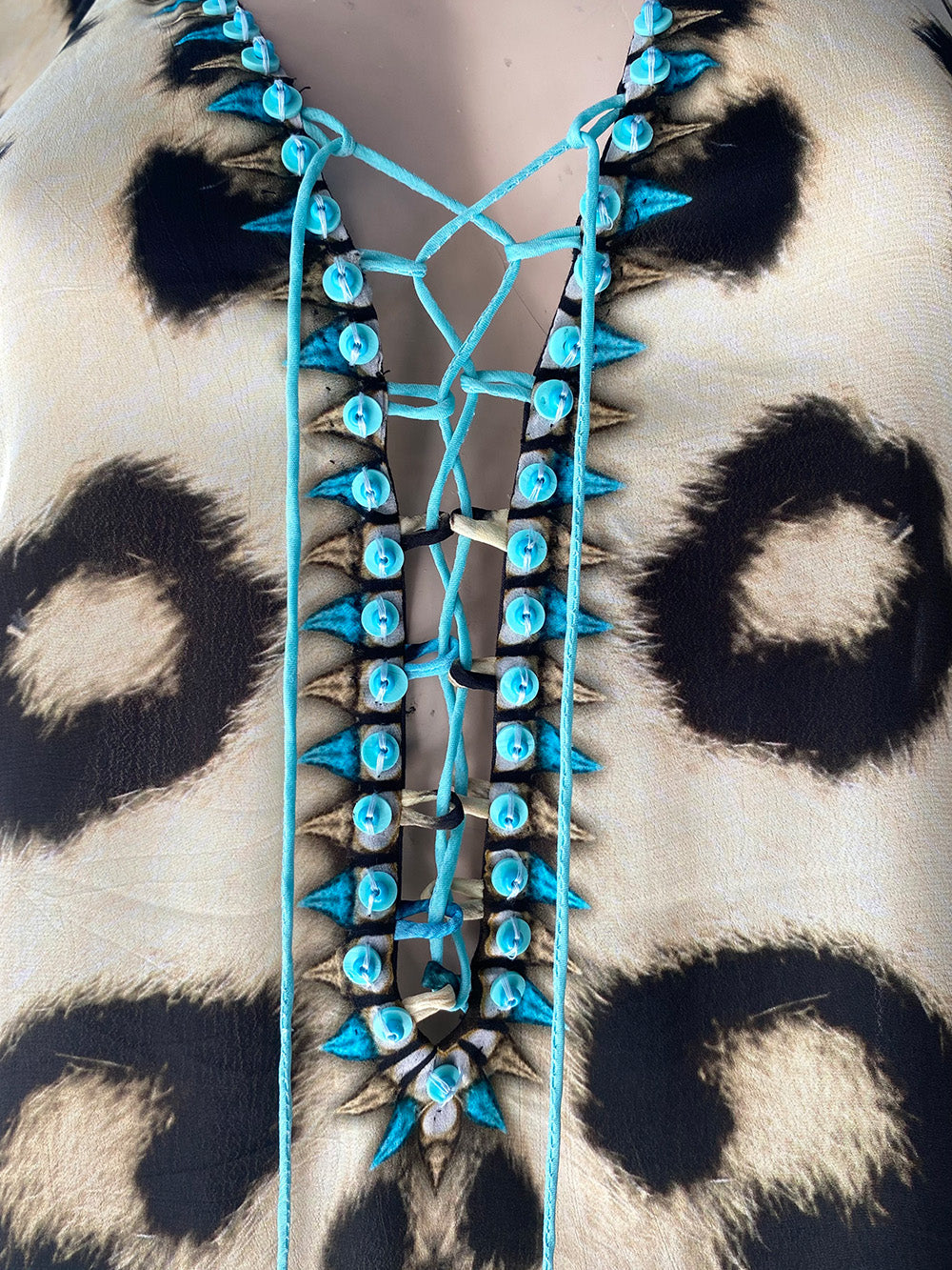 Ocelot hand beaded kaftan
