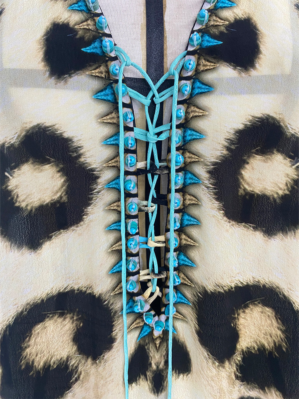 Ocelot hand beaded kaftan (short)