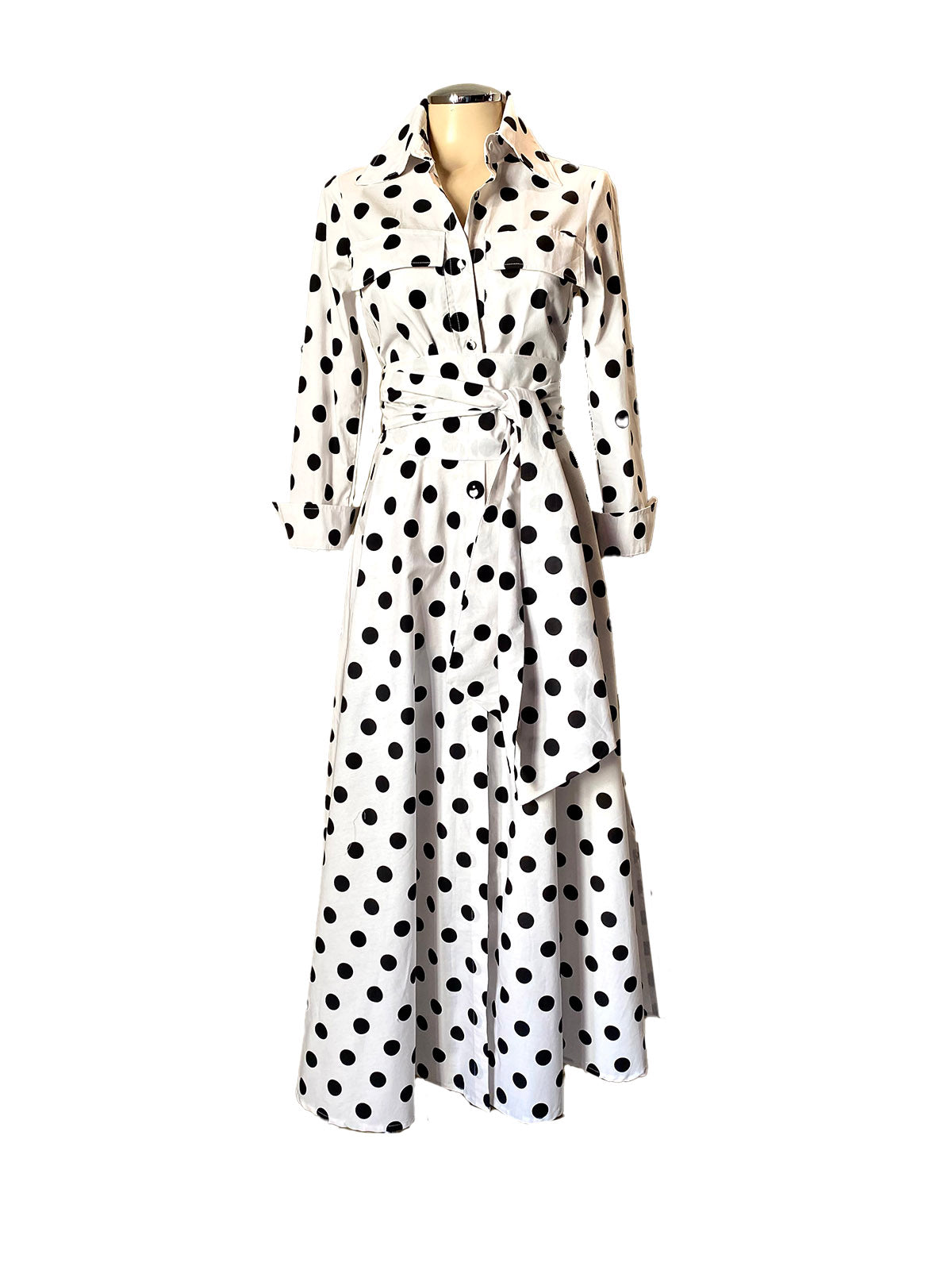 Polka dot shirtwaister dress