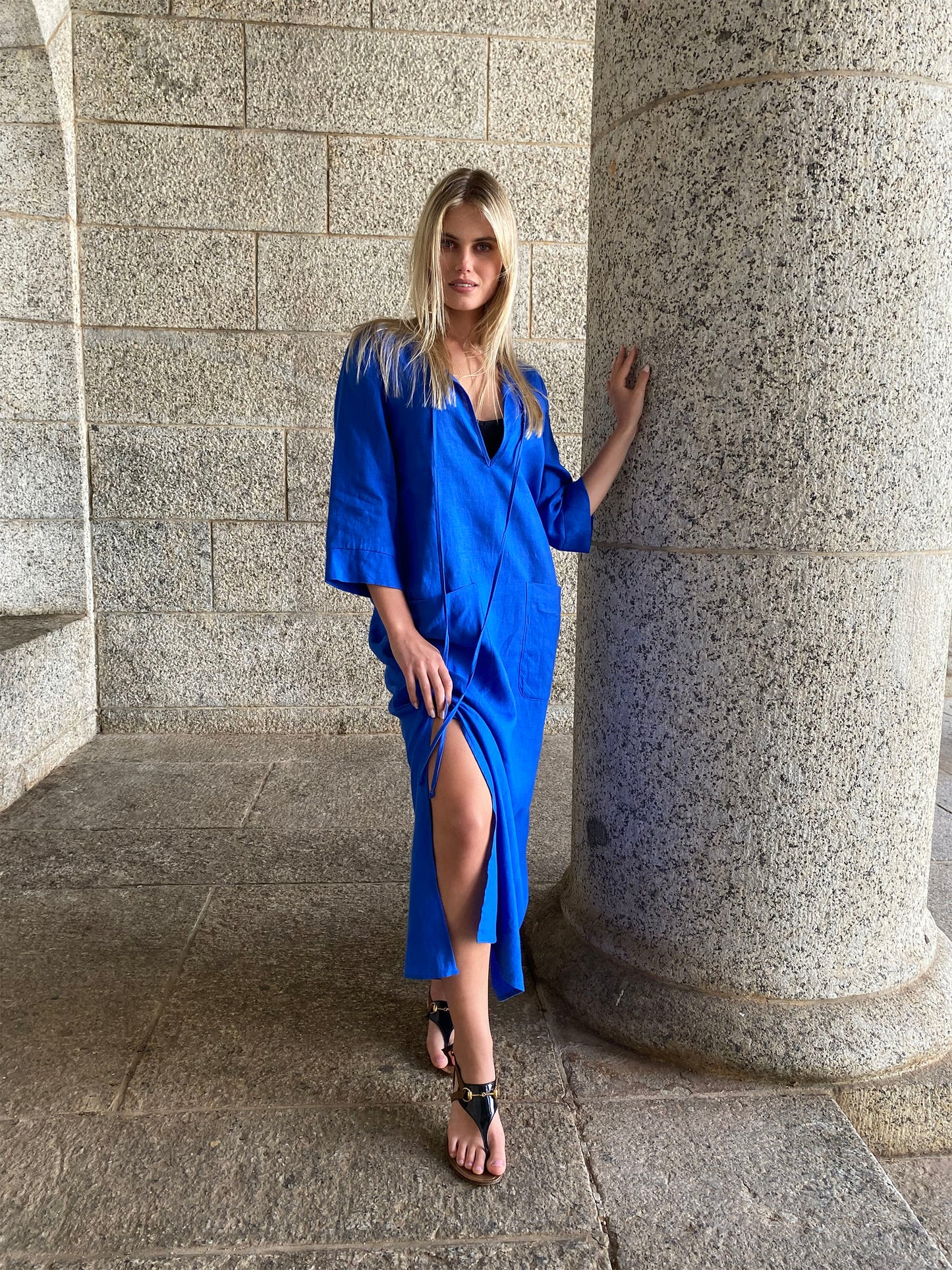 Cobalt pure linen tunic dress