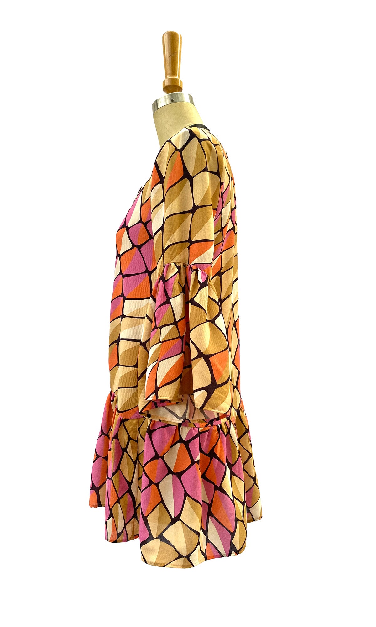 Harlequin Print Boho Dress