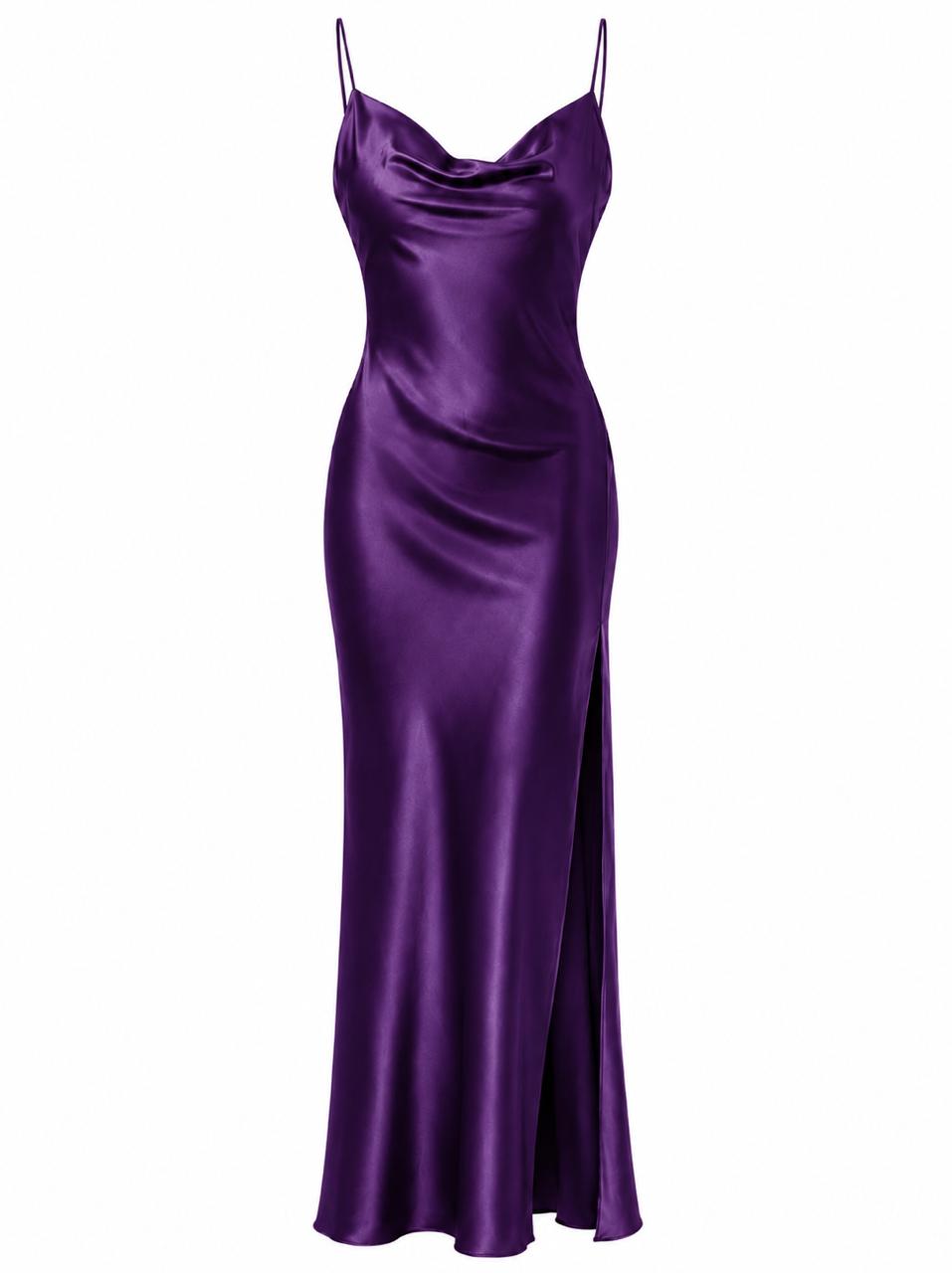 Evening Satin Bias-Cut Dress Ivory