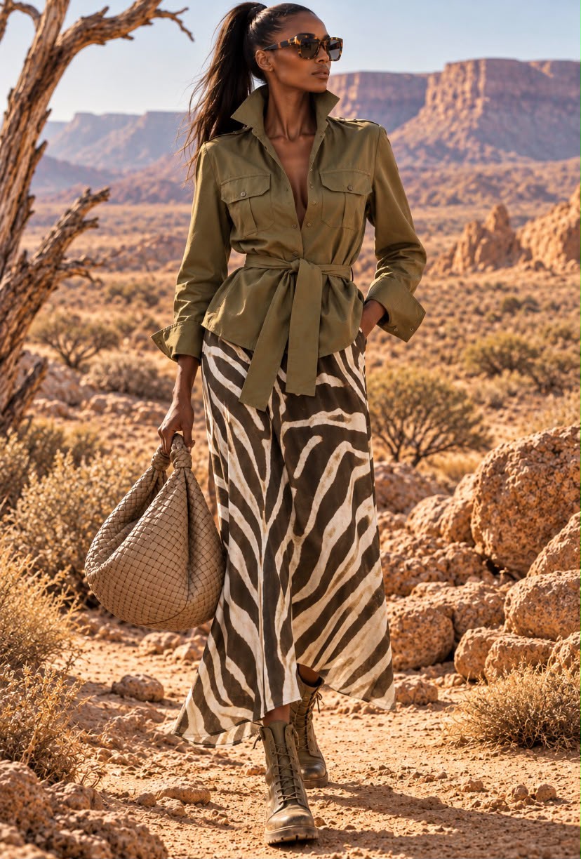 Pure Linen A-line Skirt - Zebra
