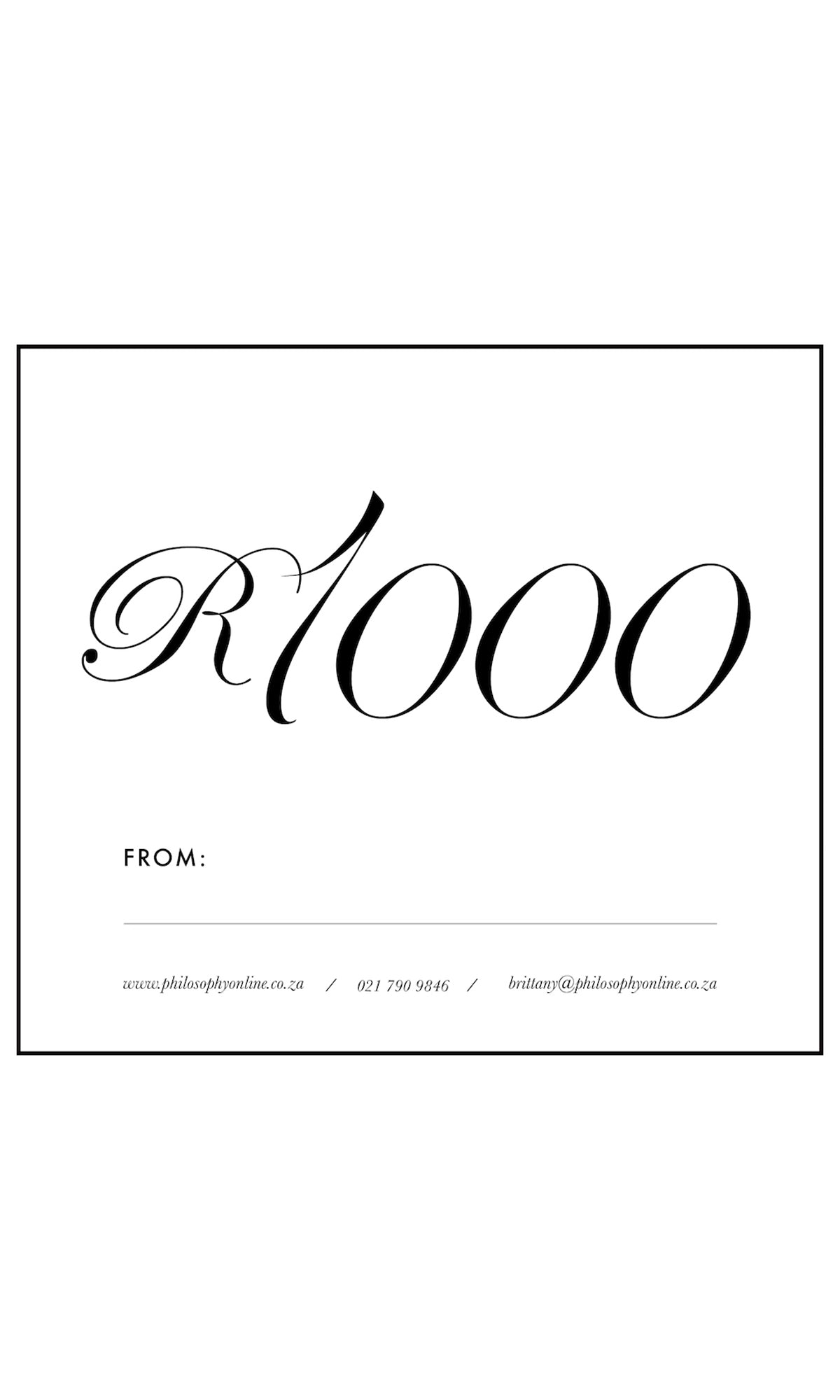 Philosophy Gift Voucher R1000