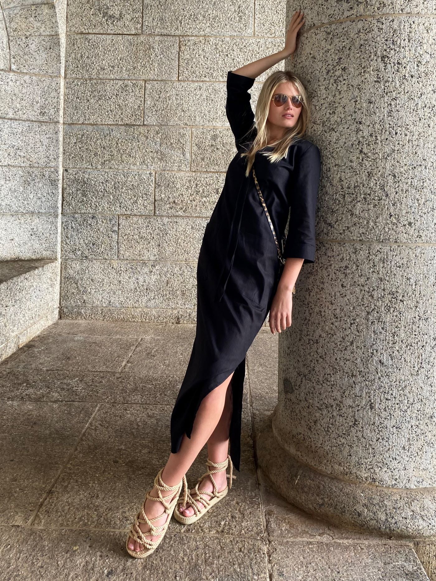 Black Cotton tunic dress