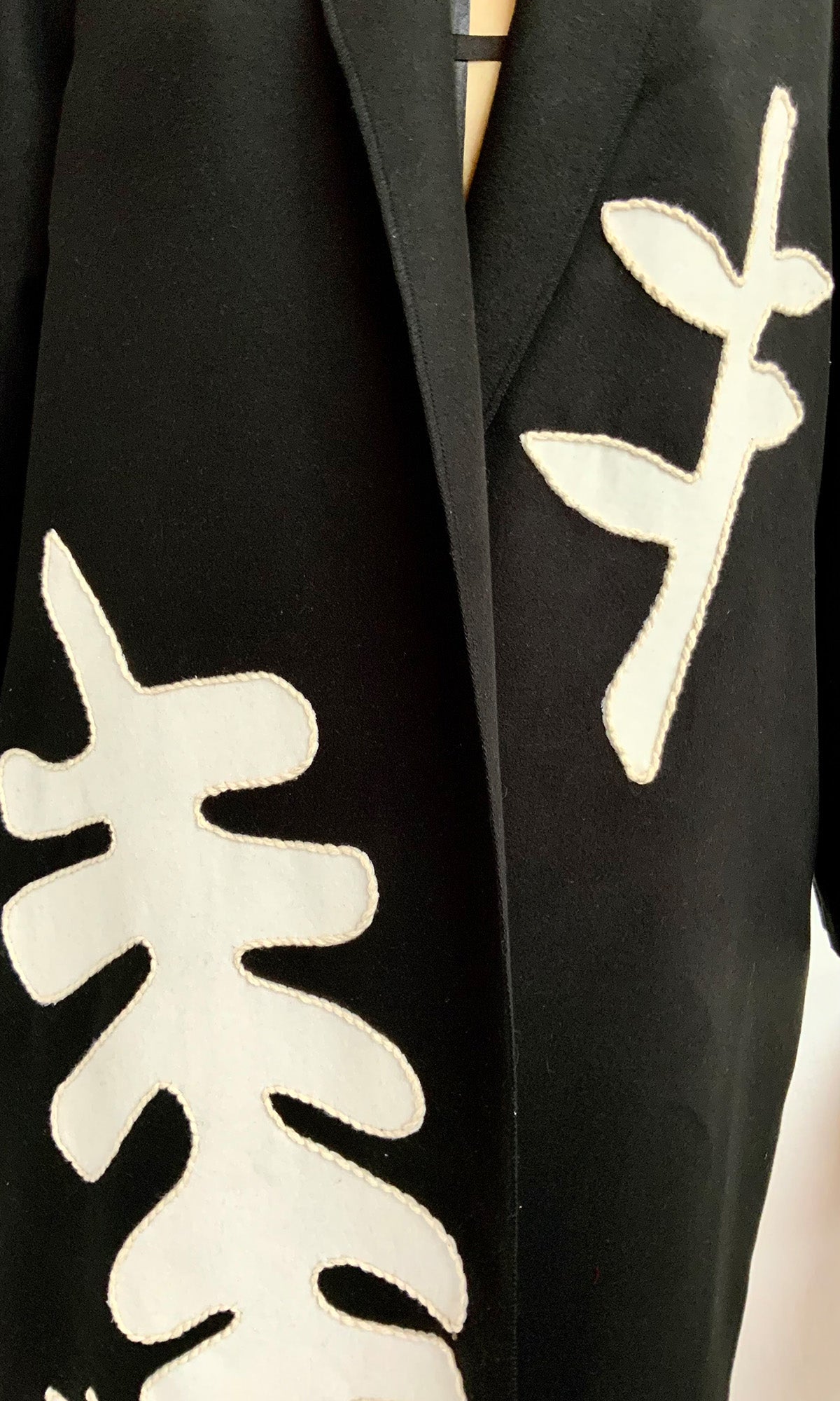 Wool Melton Kimono coat with Appliqué