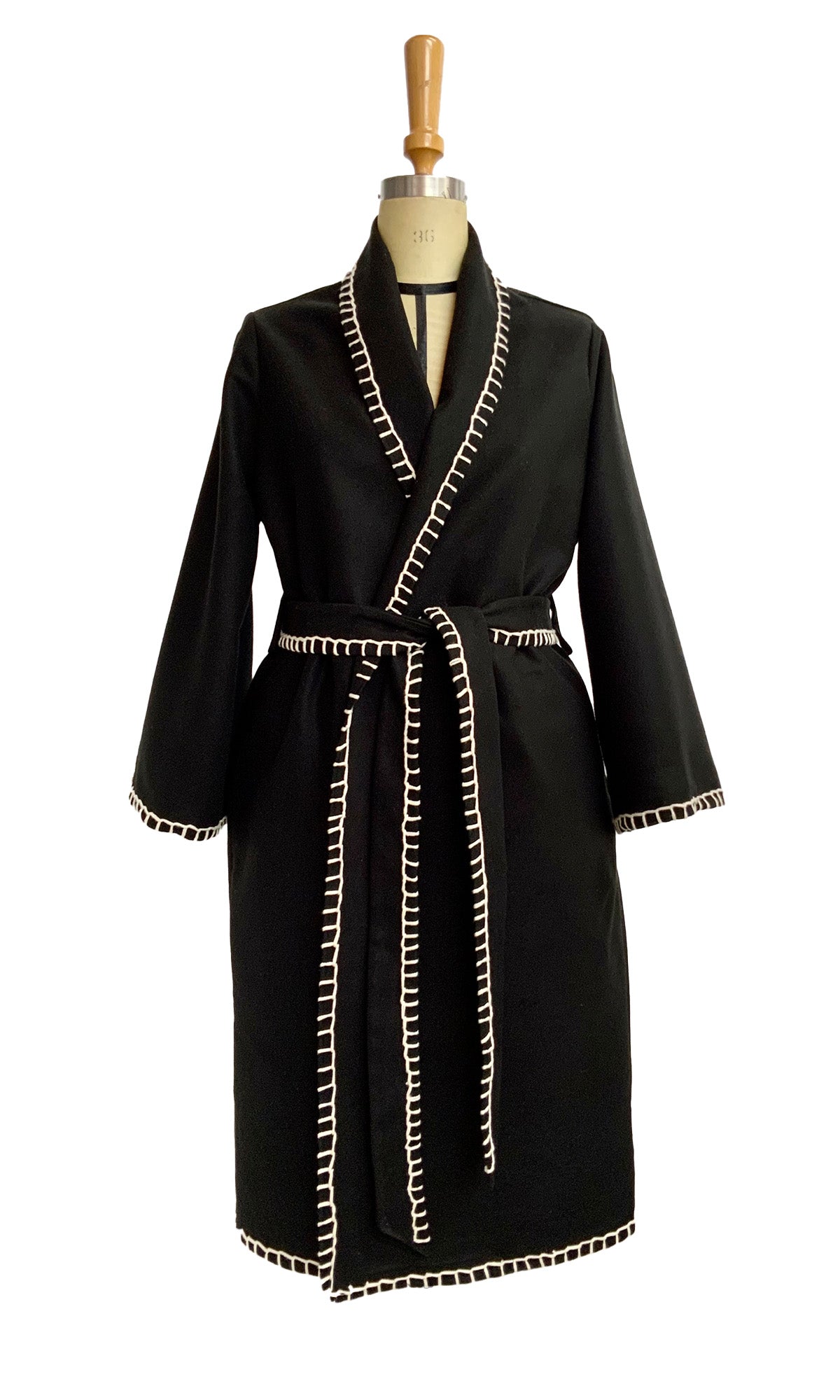 Blanket stitch below the knee coat