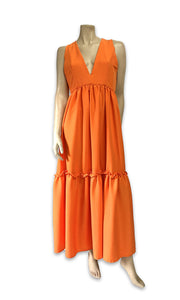 Alecia Long Tier Dress - Tangerine