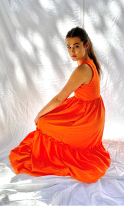 Alecia Long Tier Dress - Tangerine