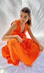 Alecia Long Tier Dress - Tangerine