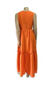 Alecia Long Tier Dress - Tangerine