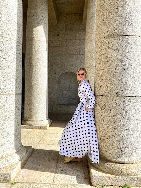 Polka dot shirtwaister dress