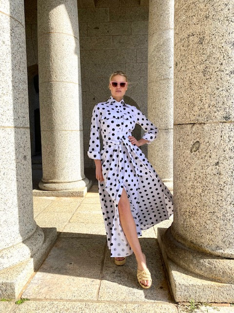 Polka dot shirtwaister dress