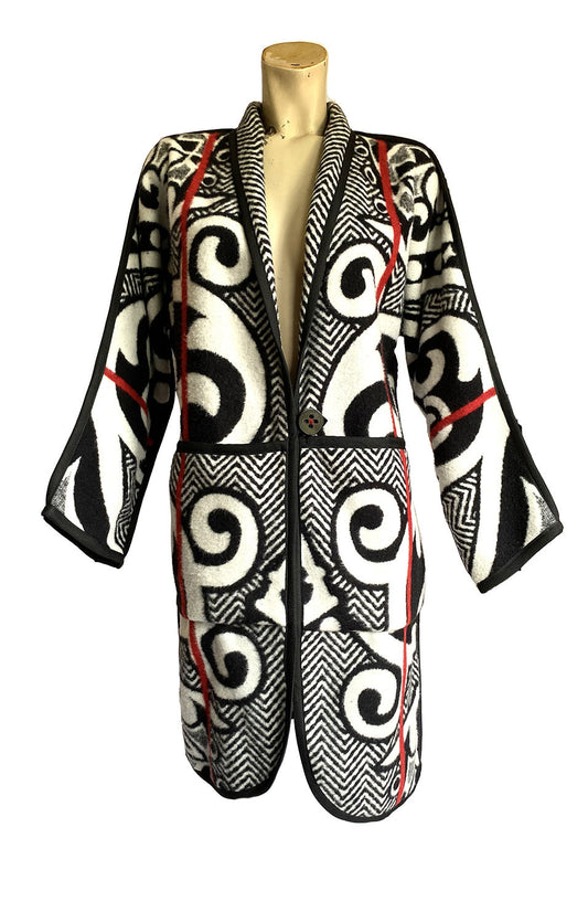 Basotho Blanket Coat - Long Black & White