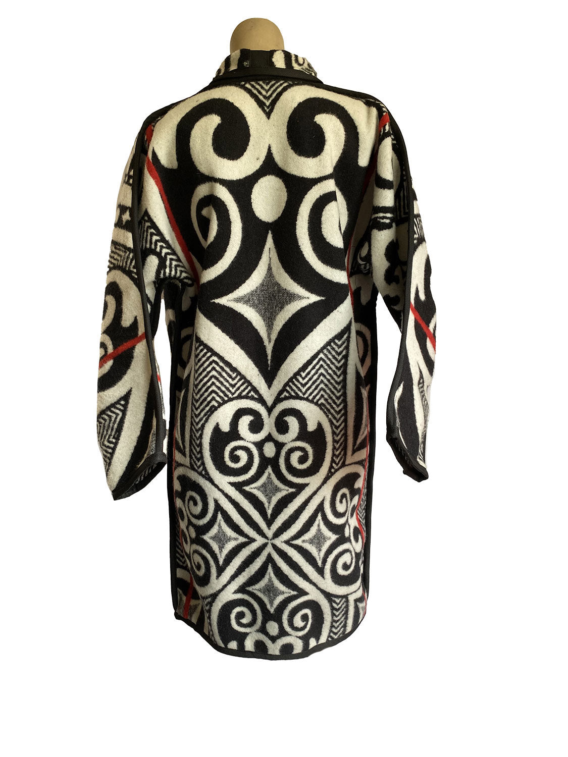 Basotho Blanket Coat - Long Black & White