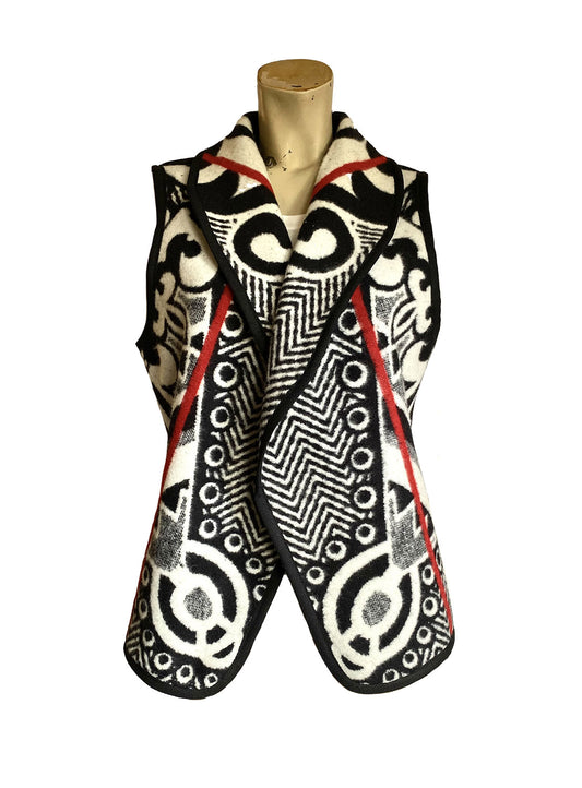 Basotho Blanket Waistcoat - Black & White