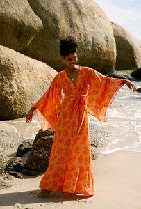 BeachCult Coco Wrap Dress, Coral Fern