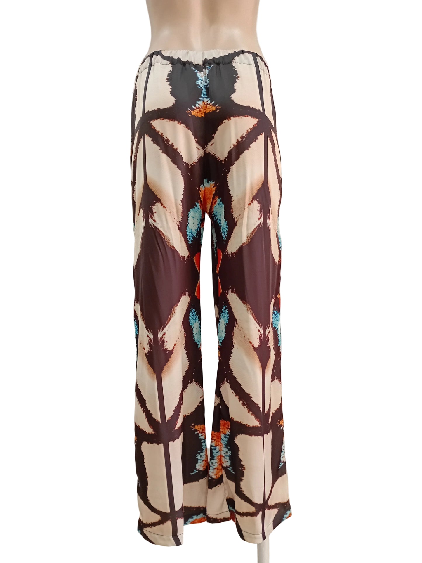 Zen Butterfly Silky Satin Straight Leg Pants