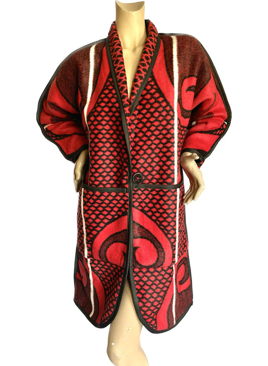 Basotho Blanket Coat - Long Red