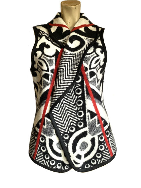 Basotho Blanket Waistcoat - Black & White