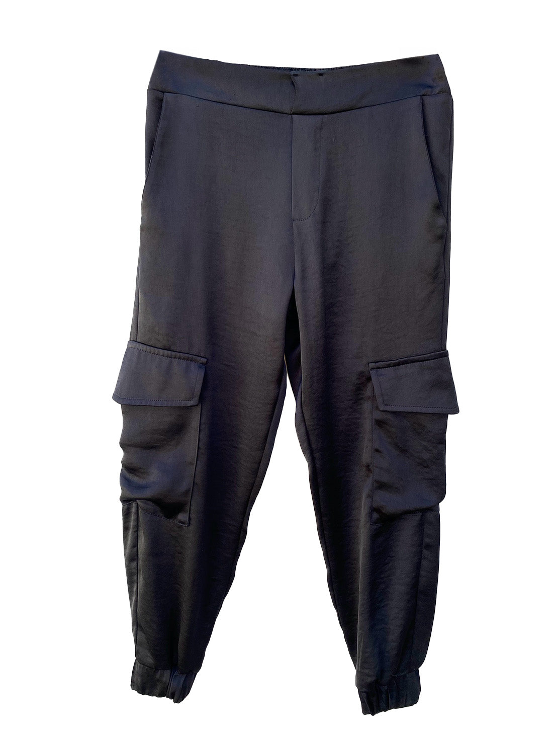 Satin Cargo Pants - Black
