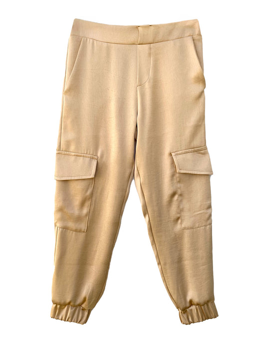 Satin Cargo Pants - Gold