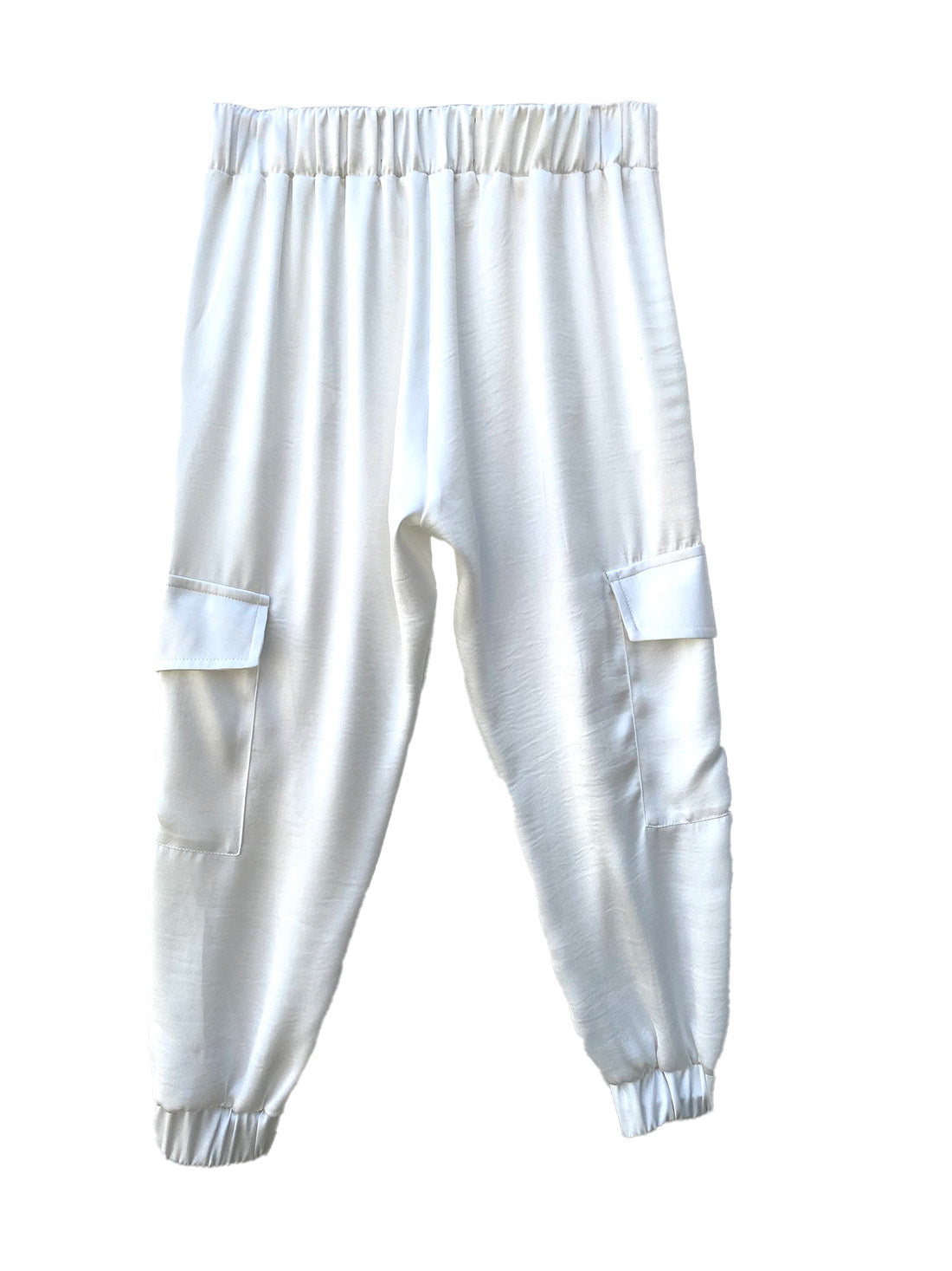 Satin Cargo Pants - Ivory