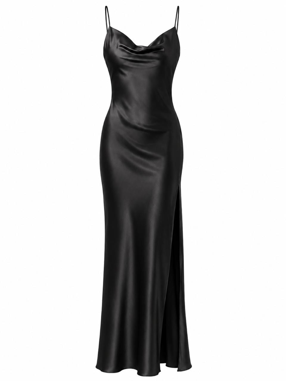 Evening Satin Bias-Cut Dress Ivory