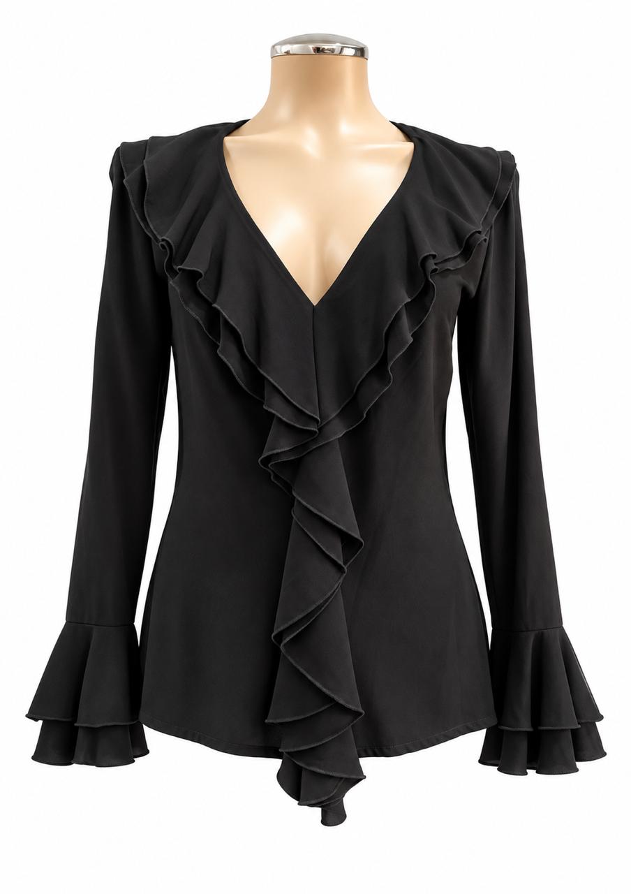 Jabot Blouse Viscose Black