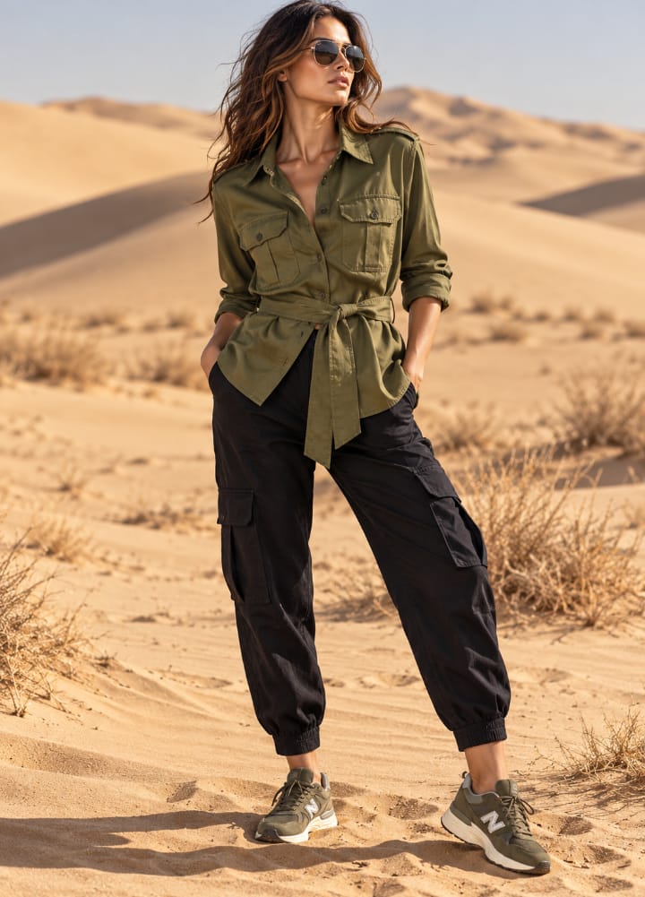 Cotton Safari Shirt Olive