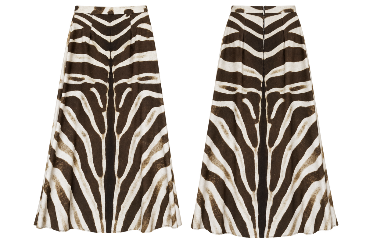 Pure Linen A-line Skirt - Zebra