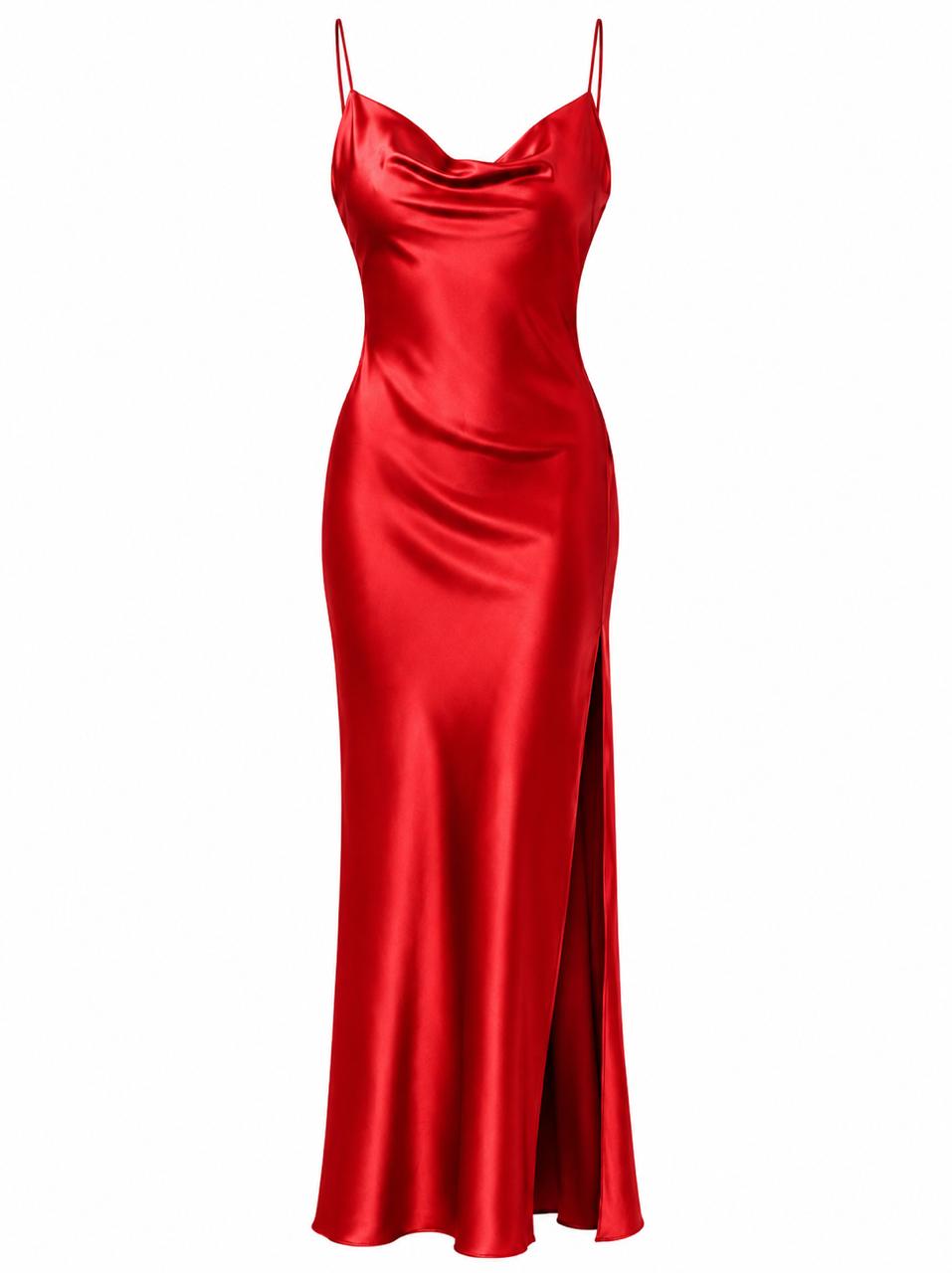 Evening Satin Bias-Cut Dress Ivory