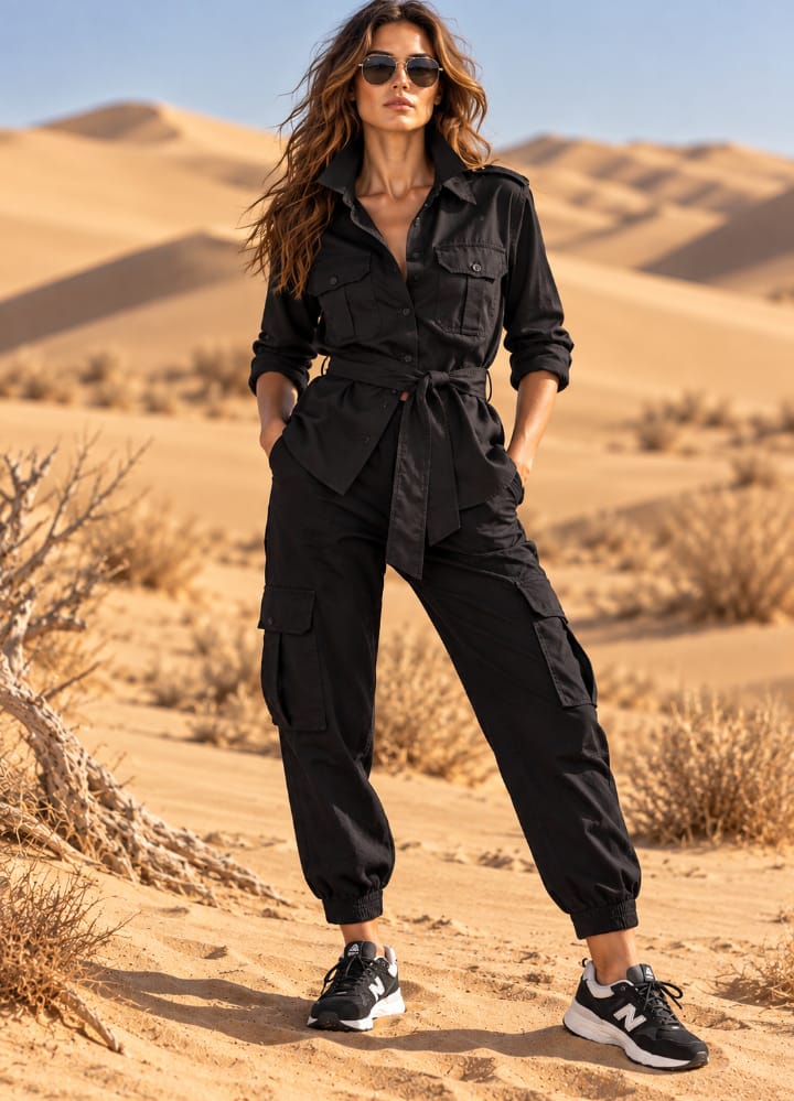 Cotton Safari Shirt Black
