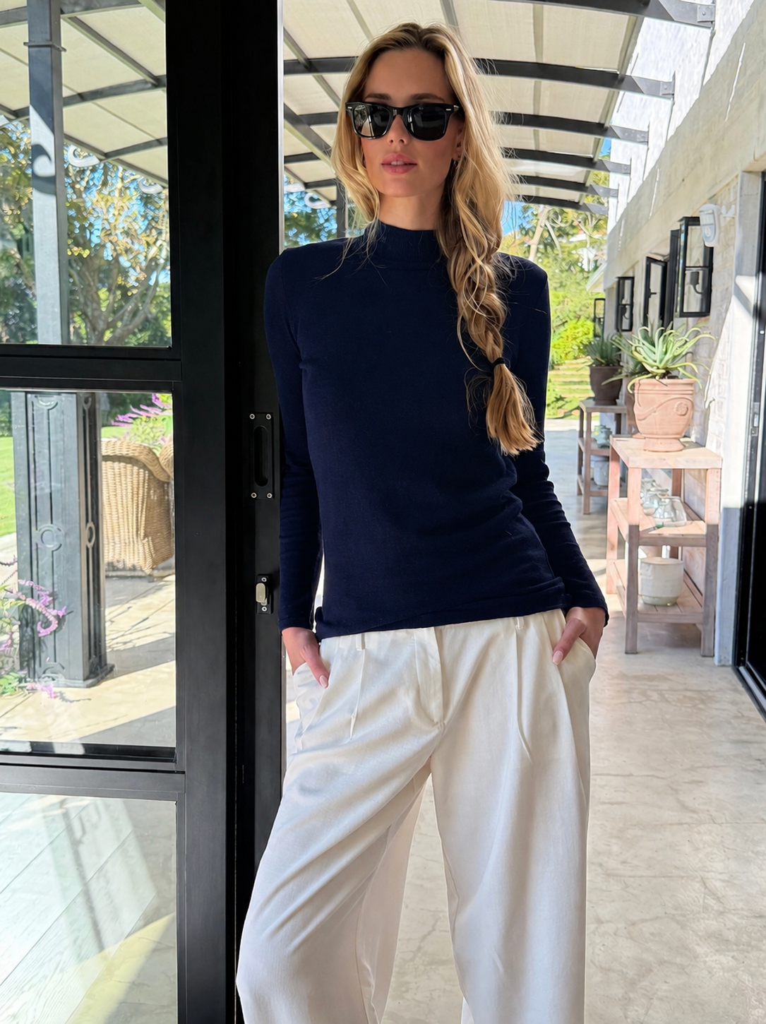 Classic Poloneck Top Ivory