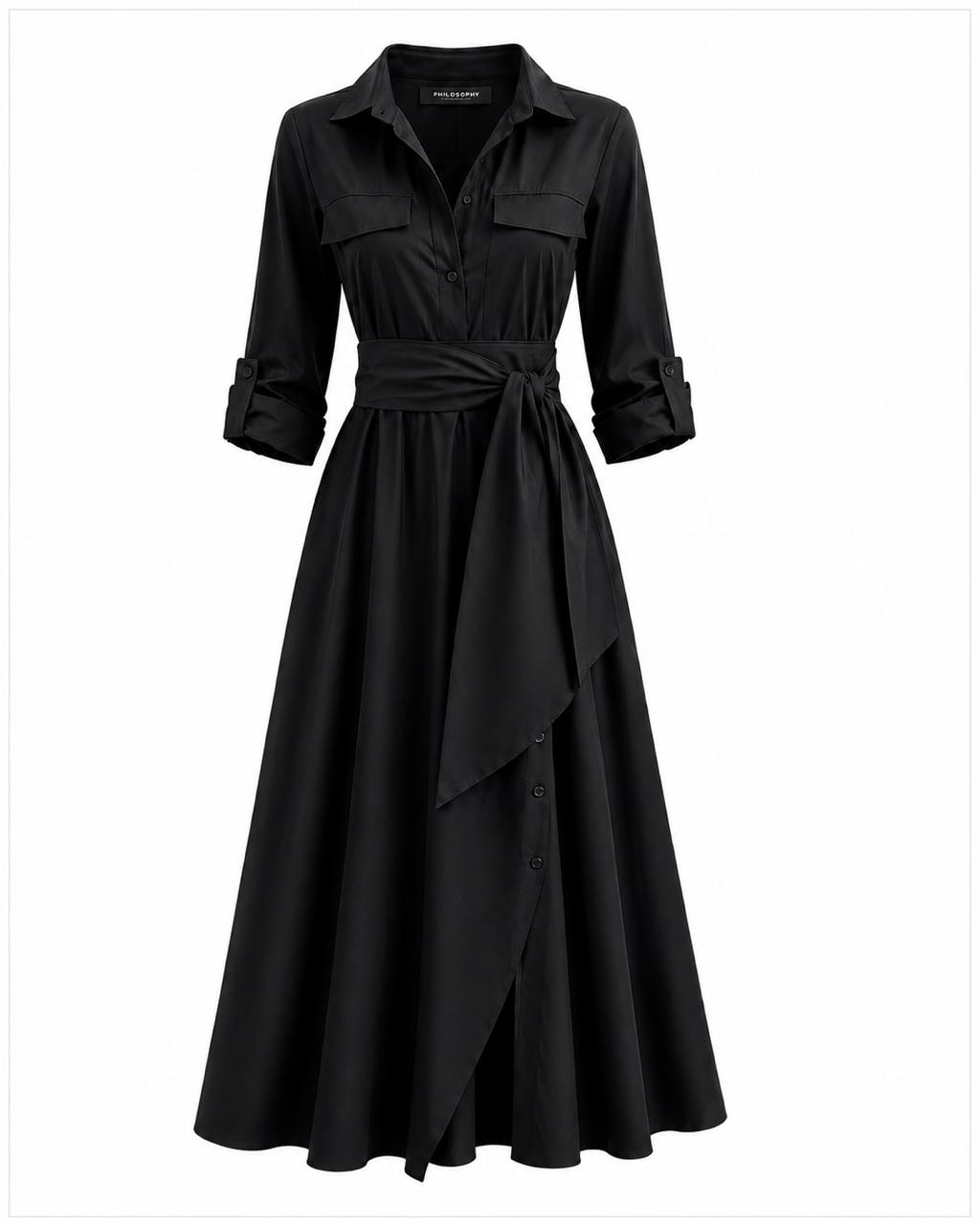 Cotton Shirtwaister Long Black