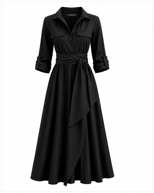 Cotton Shirtwaister Long Black
