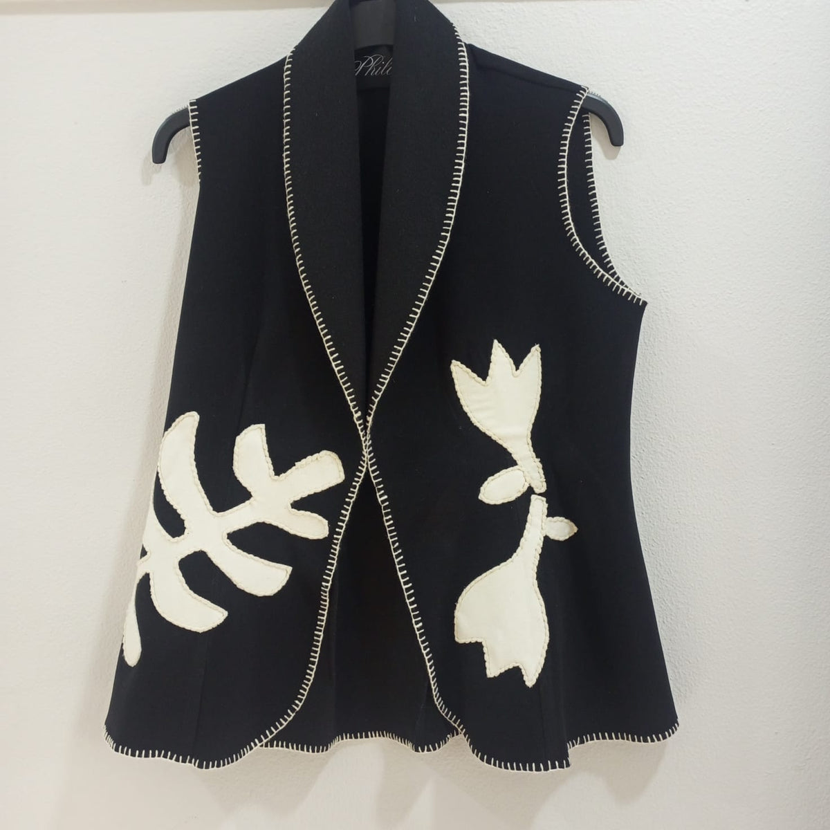 Melton Wool Waistcoat Black - Appliqué