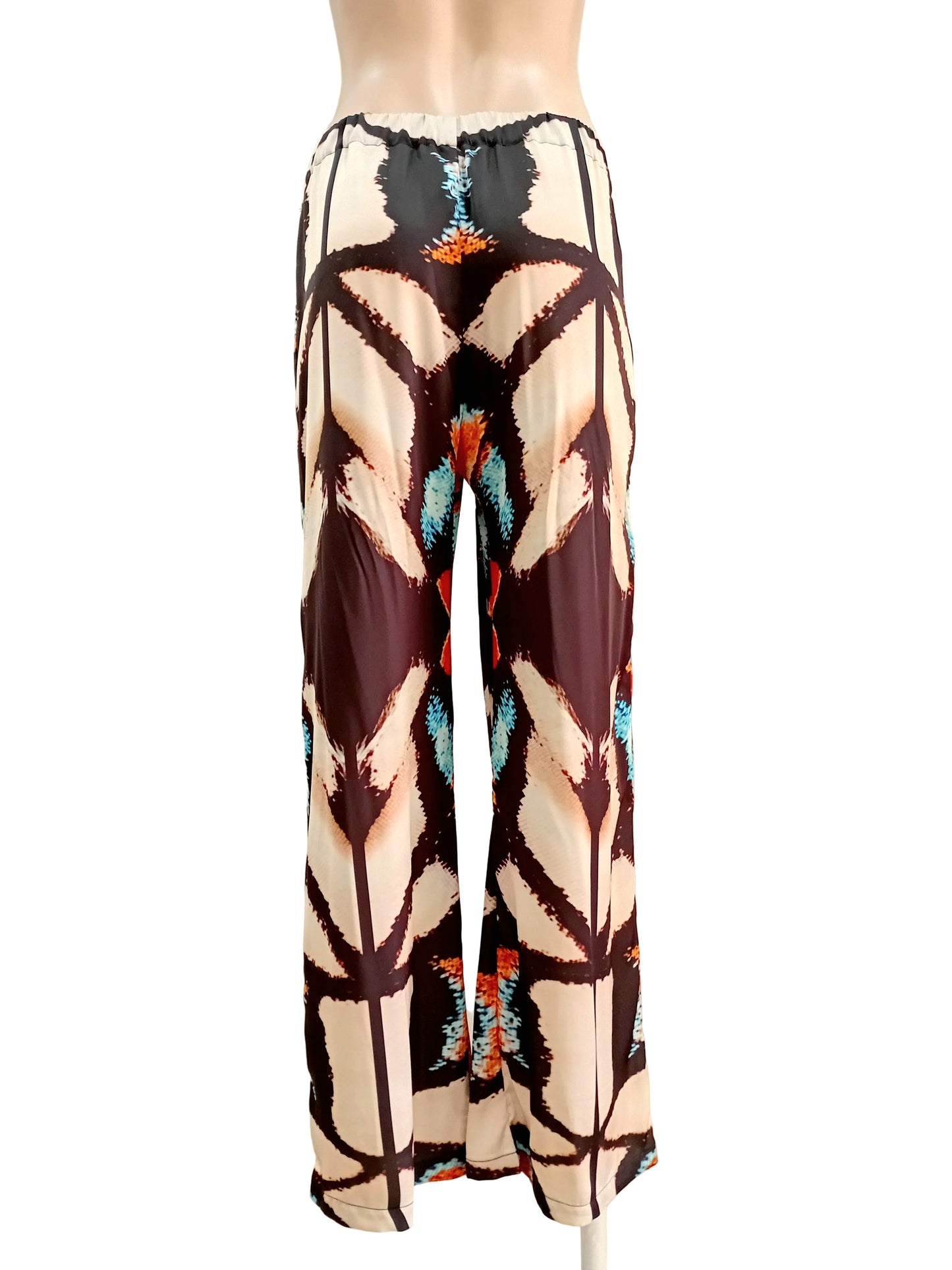 Zen Butterfly Silky Satin Straight Leg Pants