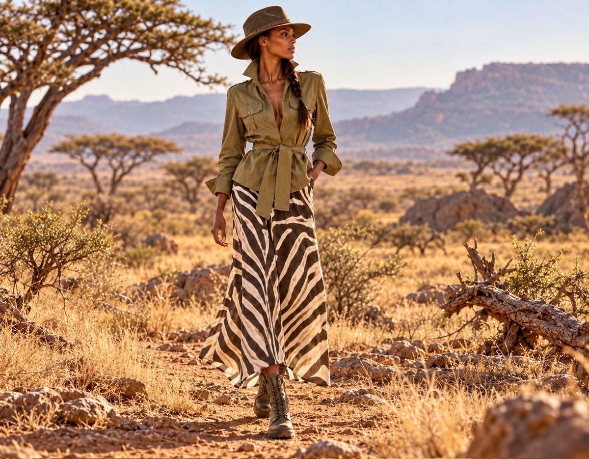 Pure Linen A-line Skirt - Zebra