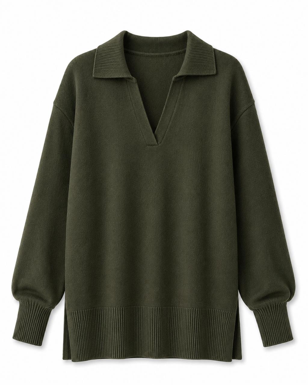 Johnny Collar Pure Cotton Top Taupe